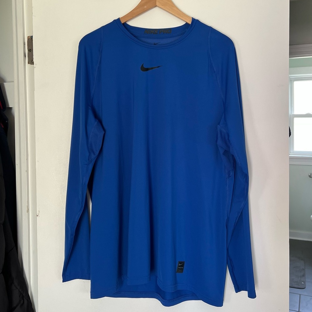 Nike Pro Electric Blue Dri Fit Long Sleeve Shirt